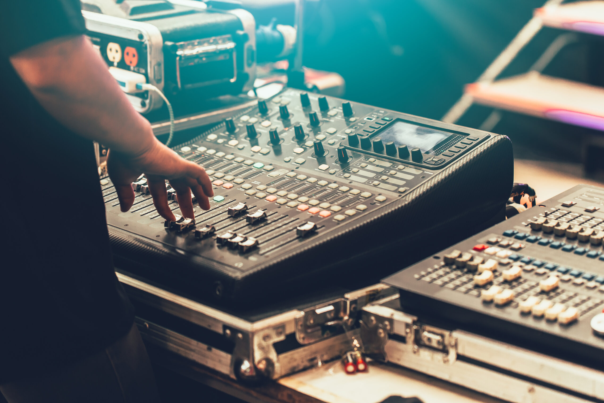 Audio mixer with hands